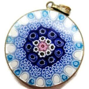 Mozaic Translucent Blues for Necklace Charm 925 Vintage Sterling Silver Pendant